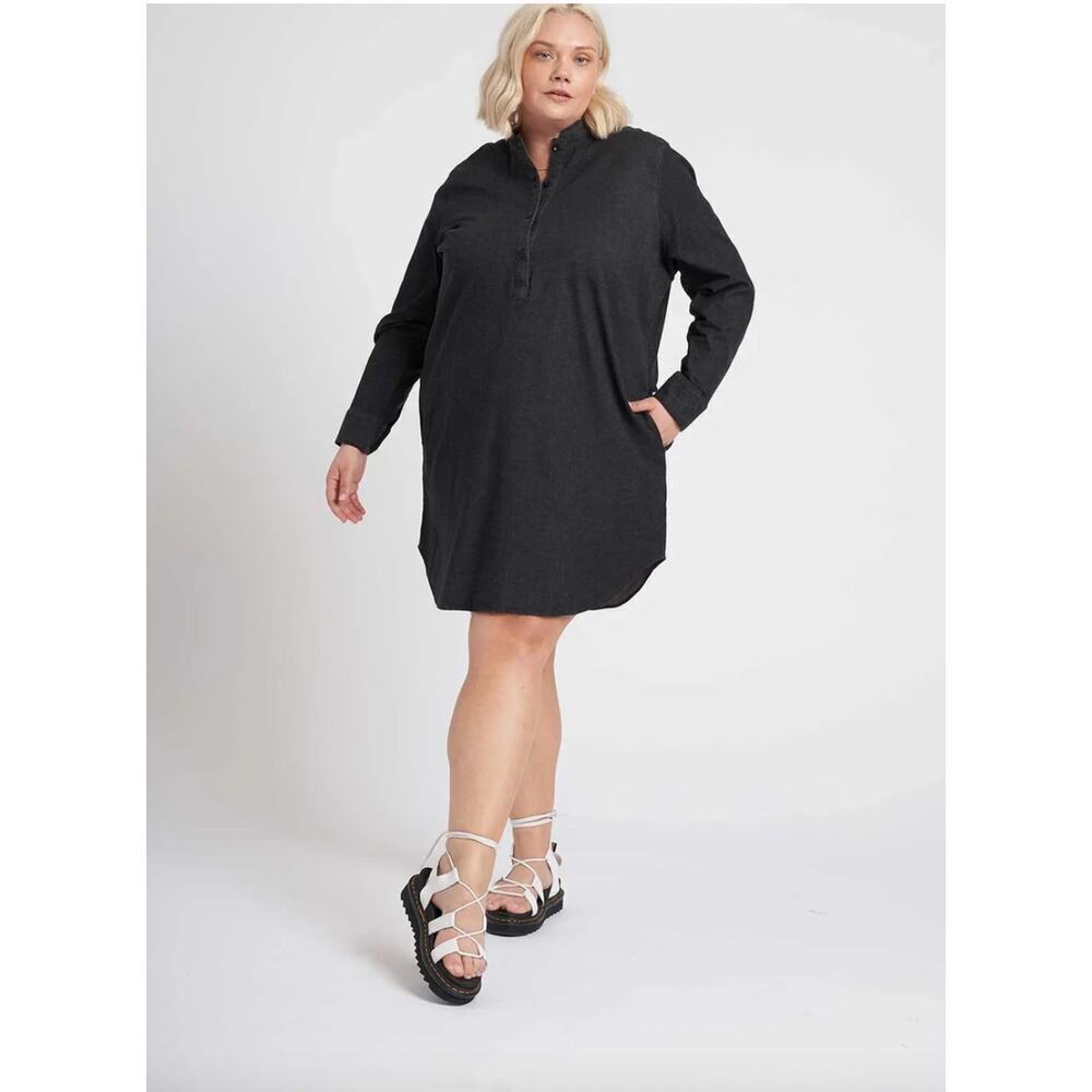 Universal Standard Hannah Stretch Cotton Chambray Shirtdress Size 14/16